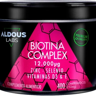 Aldous Biotina 12000 mcg con Zinc, Selenio, Vitamina D3 y Vitamina E 400 Comprimidos