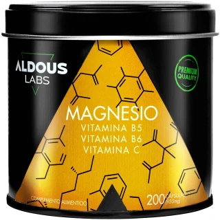 Aldous Citrato de Magnesio 1500 mg + Vitamina C, B6, B5 Máxima Dosis 200 Cápsulas