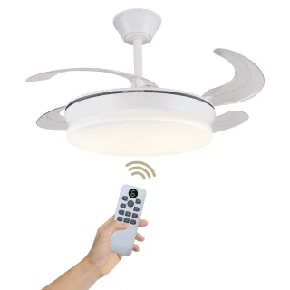 Ventilador de Techo LED 30W, Silencioso, 4 Aspas, Verano/Invierno